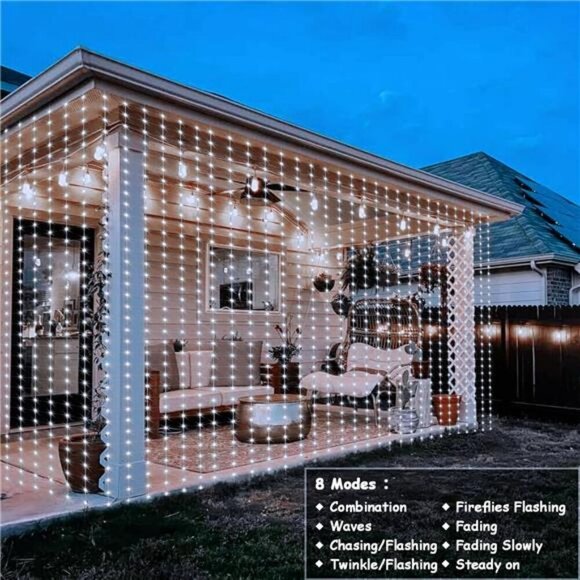 echosari Curtain String Lights 200 LED Battery Operated Remote Wedding Decor - Picture 3 of 8